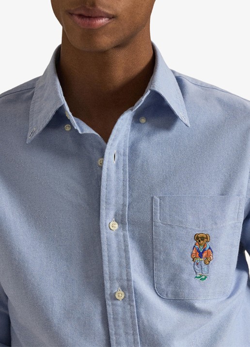 Ralph Lauren Custom fit Oxford overhemd met borduring - detail 6 lichtblauw
