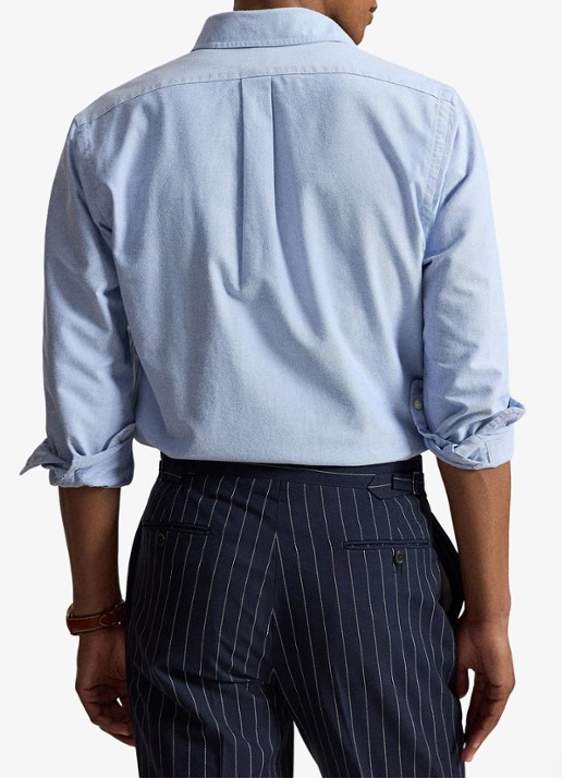 Ralph Lauren Custom fit Oxford overhemd met borduring - achterkant 5 7311 bsr blue / blauw