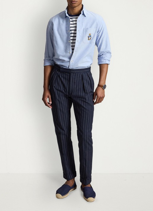 Ralph Lauren Custom fit Oxford overhemd met borduring - voorkant 4 7311 bsr blue / blauw