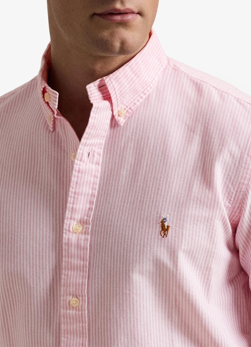 Ralph Lauren Custom fit Oxford overhemd met streepprint - detail 6 new rose / roze