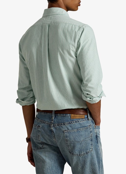 Ralph Lauren Custom fit Oxford overhemd met streepprint - achterkant 5 hillside green / mintgroen