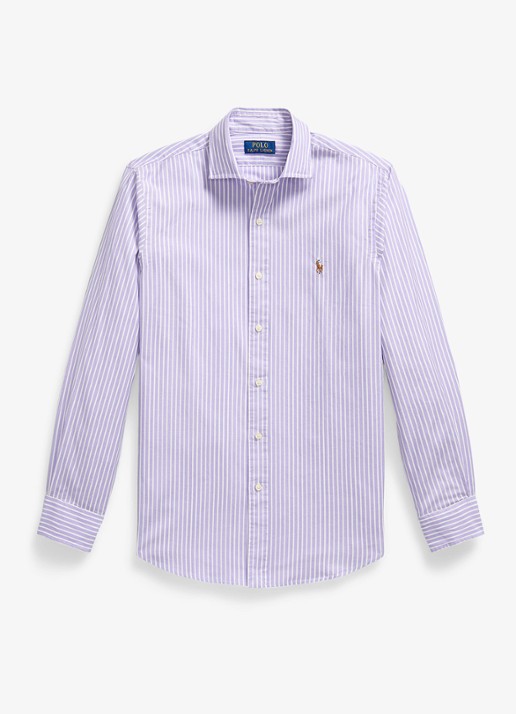 Ralph Lauren Custom fit Oxford overhemd met streepprint - voorkant 7106c lavender white / lavendel
