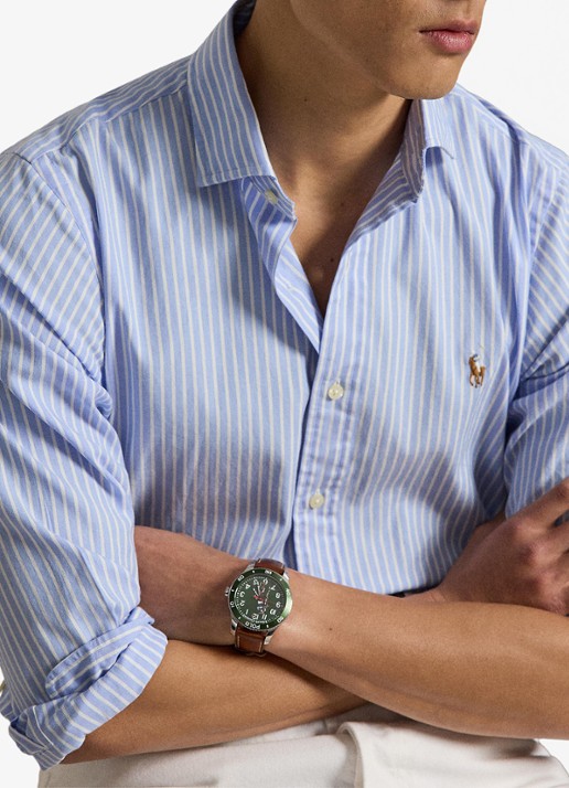 Ralph Lauren Custom fit Oxford overhemd met streepprint - detail 4 7106a blue white / blauw