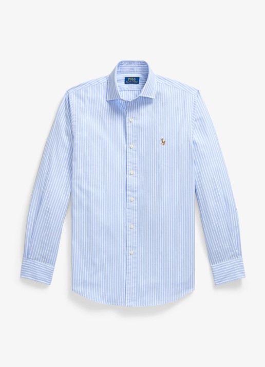 Ralph Lauren Custom fit Oxford overhemd met streepprint - voorkant 7106a blue white / blauw