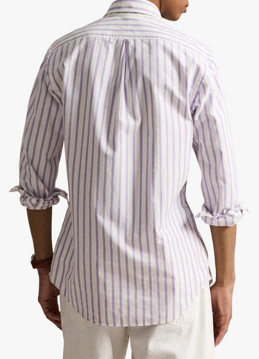 Ralph Lauren Custom fit Oxford overhemd met streepprint - achterkant 5 thistle white / paars
