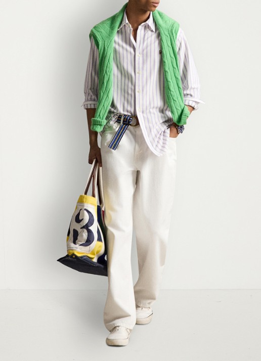 Ralph Lauren Custom fit Oxford overhemd met streepprint - detail 3 thistle white / paars