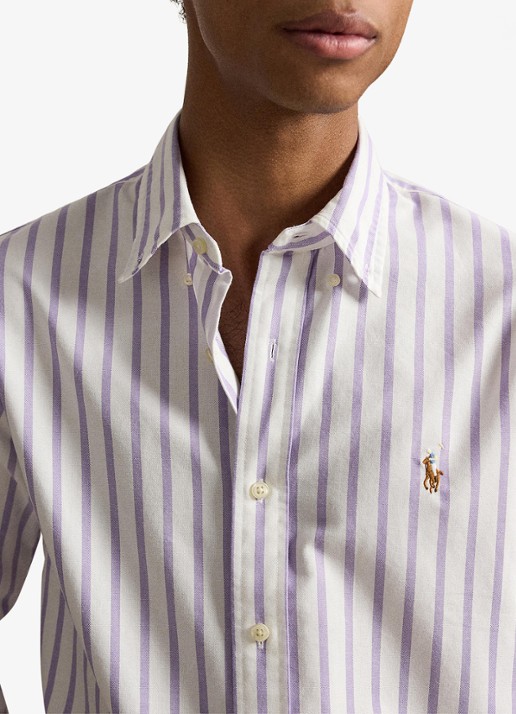 Ralph Lauren Custom fit Oxford overhemd met streepprint - detail 4 thistle white / paars
