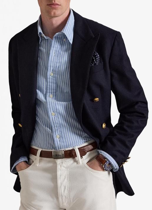 Ralph Lauren Custom fit Oxford overhemd met streepprint - detail 2 blue white / blauw
