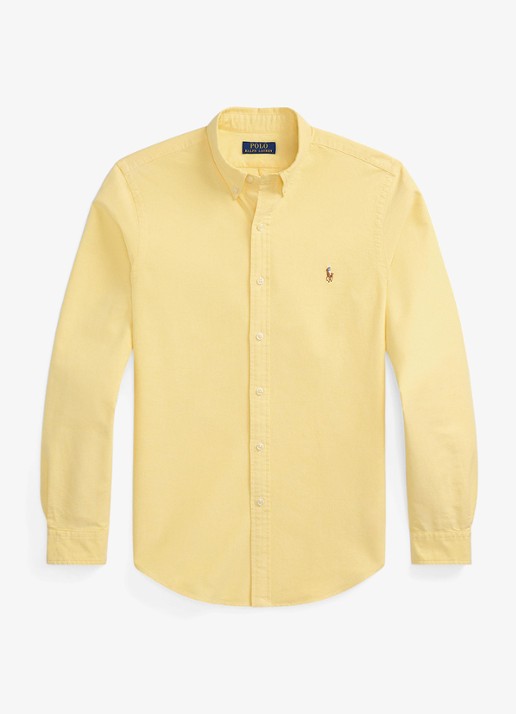 Ralph Lauren Custom fit Oxford overhemd - voorkant 4 geel oxford / geel