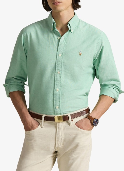 Ralph Lauren Custom fit Oxford overhemd - detail 4 summer emerald / groen