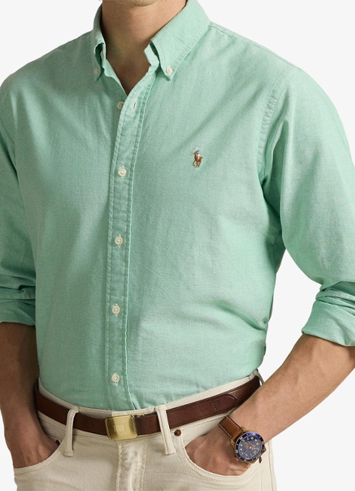Ralph Lauren Custom fit Oxford overhemd - detail 5 summer emerald / groen