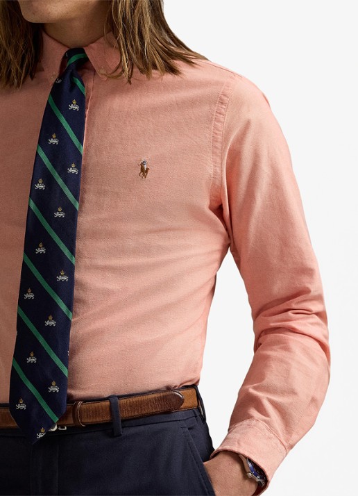 Ralph Lauren Custom fit Oxford overhemd - detail 4 kona orange 32ea / oranje