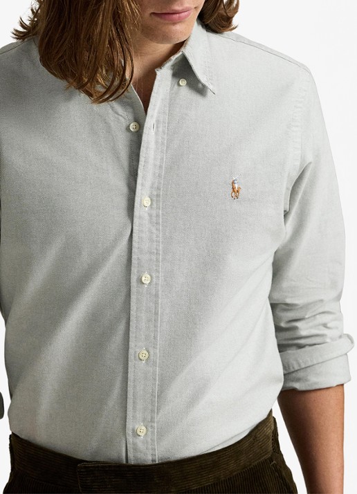 Ralph Lauren Custom fit Oxford overhemd - detail 2 lichtgrijs