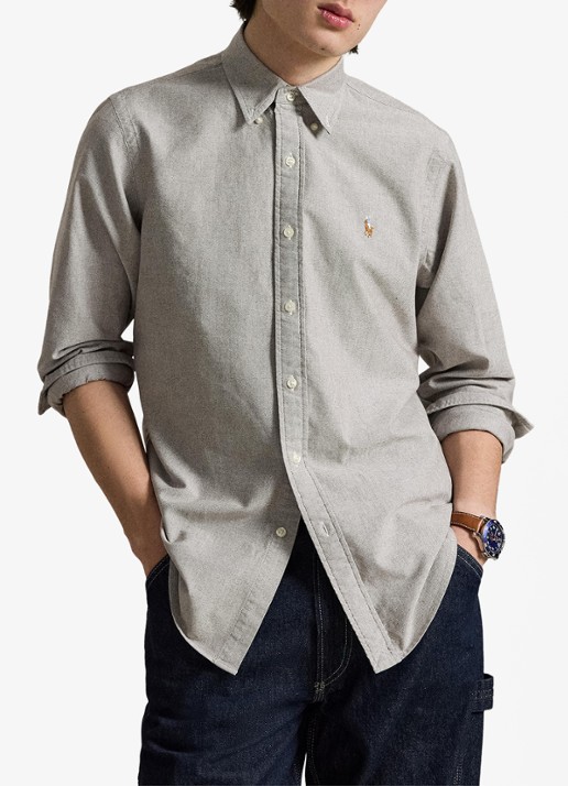 Ralph Lauren Custom fit Oxford overhemd - voorkant 2 nutmeg brwn zxw5 / bruin
