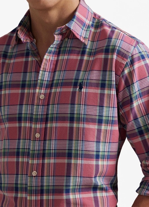 Ralph Lauren Custom fit tattersall Oxford overhemd met ruitdessin - detail 2 roze