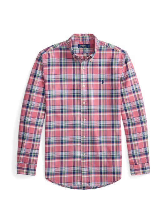 Ralph Lauren Custom fit tattersall Oxford overhemd met ruitdessin - voorkant 3 roze