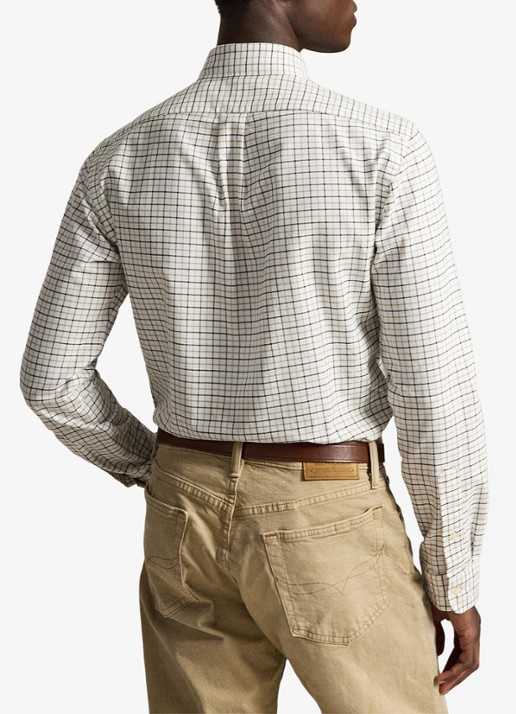 Ralph Lauren Custom fit tattersall Oxford overhemd met ruitdessin - achterkant bruin