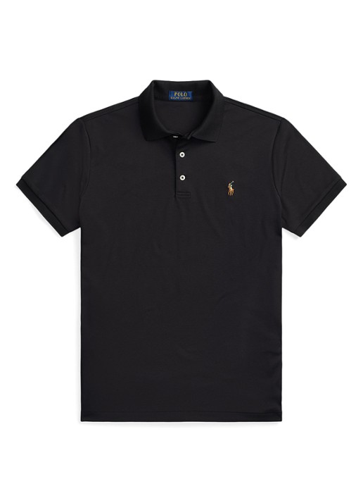Ralph Lauren Custom slim fit polo met logo - voorkant polo black / zwart