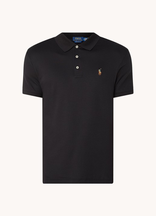 Ralph Lauren Custom slim fit polo met logo - voorkant 3 polo black / zwart