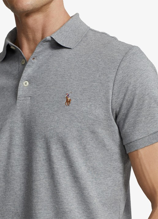 Ralph Lauren Custom slim fit polo met logo - detail 5 steel heather