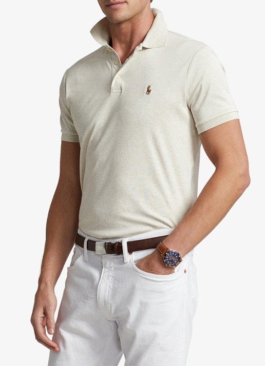 Ralph Lauren Custom slim fit polo met logo - detail 2 state heather / beige