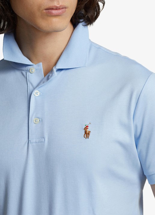 Ralph Lauren Custom slim fit polo met logo - detail 2 office  blue
