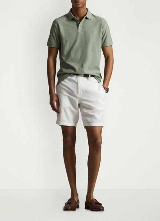 Ralph Lauren Custom slim fit polo met logo - voorkant 2 greenery heather / groen