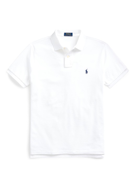 Ralph Lauren Custom slim fit polo met logoborduring - voorkant white / wit