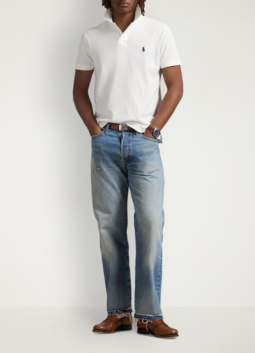 Ralph Lauren Custom slim fit polo met logoborduring - voorkant 2 white / wit