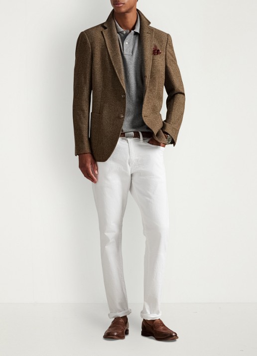 Ralph Lauren Custom slim fit polo met logoborduring - voorkant 5 canterbury heather / grijs
