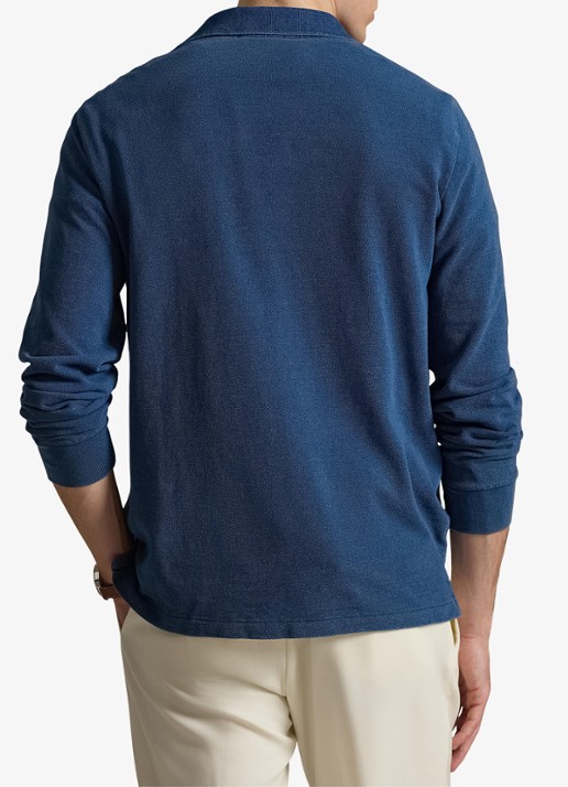 Ralph Lauren Custom slim fit polo met logoborduring - achterkant medium indigo / blauw