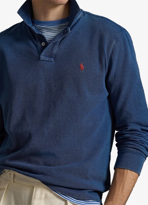 Ralph Lauren Custom slim fit polo met logoborduring - detail 3 medium indigo / blauw