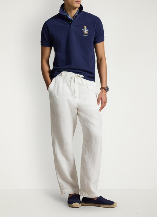 Ralph Lauren Custom slim fit polo met logoborduring - voorkant 4 newport navy / donkerblauw