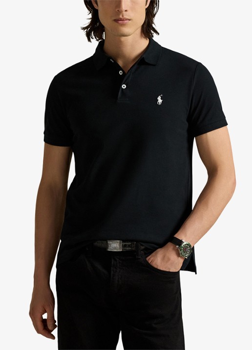 Ralph Lauren Custom slim fit polo met stretch - detail 2 polo black / zwart