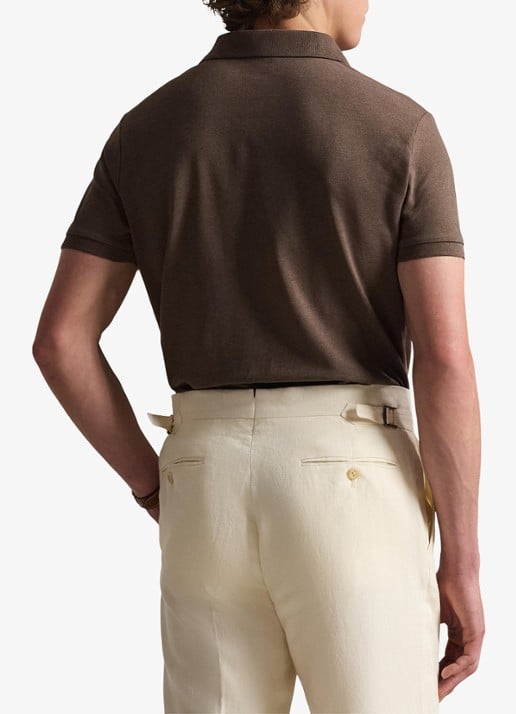 Ralph Lauren Custom slim fit polo met stretch - achterkant 3 donkerbruin