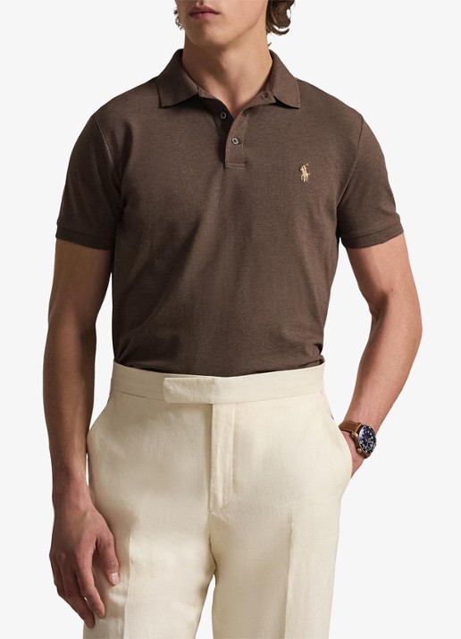 Ralph Lauren Custom slim fit polo met stretch - detail 4 donkerbruin