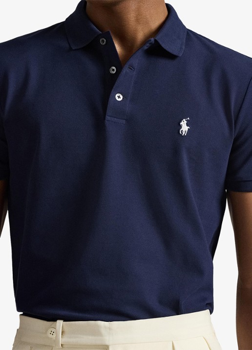 Ralph Lauren Custom slim fit polo met stretch - detail 5 refined navy / donkerblauw