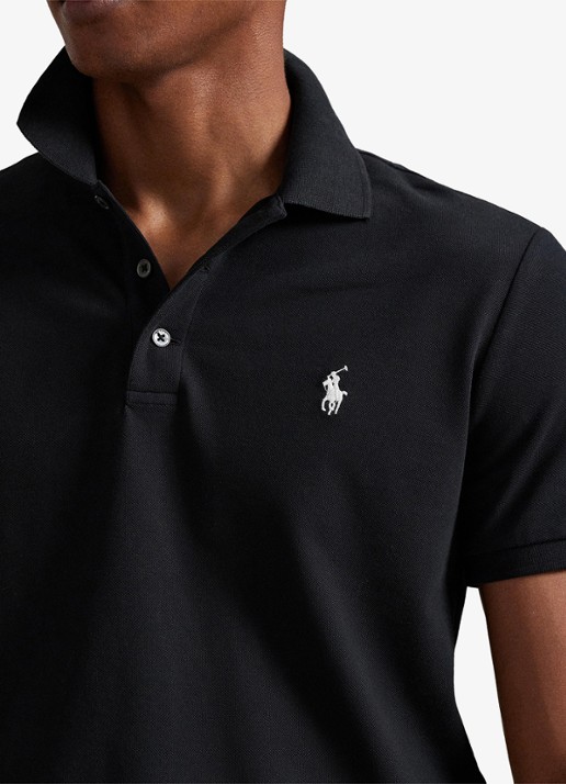 Ralph Lauren Custom slim fit polo met stretch - detail 5 polo black/smoke / zwart