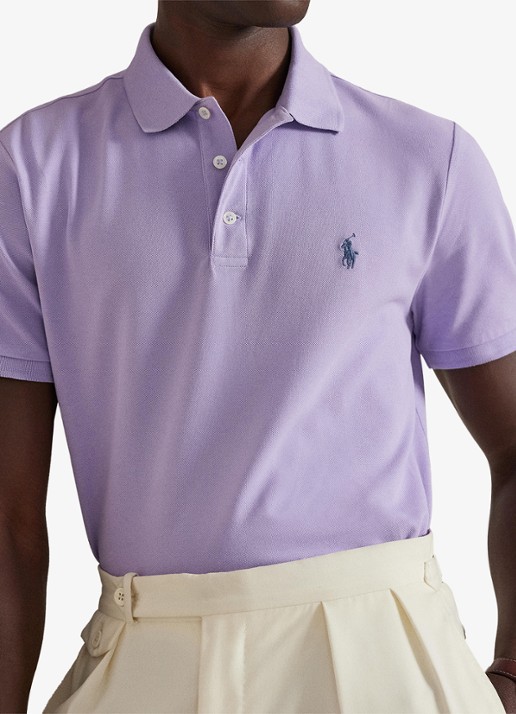Ralph Lauren Custom slim fit polo met stretch - detail 5 powder purple / lichtpaars