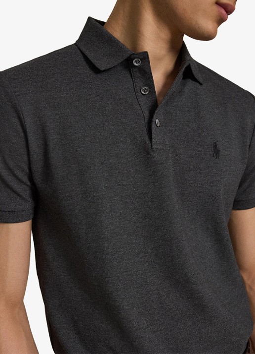 Ralph Lauren Custom slim fit polo met stretch - detail 4 windor heather/smoke / donkergrijs