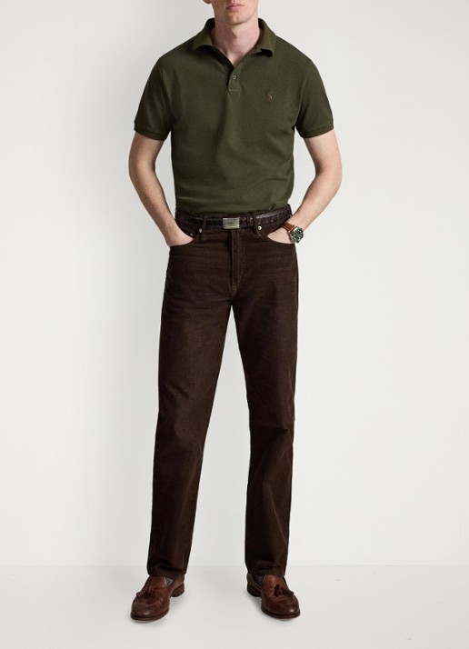 Ralph Lauren Custom slim fit polo met stretch - detail 2 company olive/smoke / olijfgroen