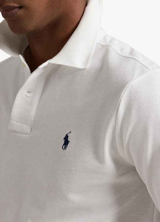 Ralph Lauren Custom Slim fit polo van piqué katoen met lange mouw - detail 4 white / wit