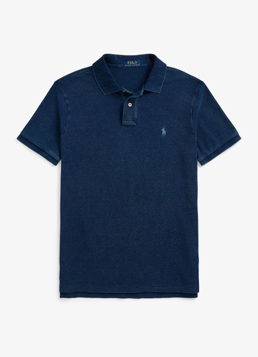 Ralph Lauren Custom slim fit polo van piqué katoen met logo - voorkant 3 dark indigo / donkerblauw