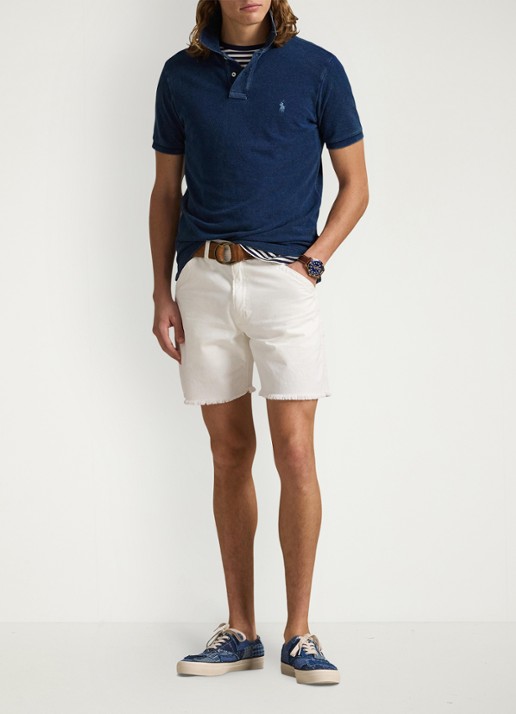 Ralph Lauren Custom slim fit polo van piqué katoen met logo - voorkant 4 dark indigo / donkerblauw