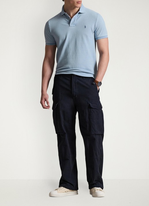 Ralph Lauren Custom slim fit polo van piqué katoen met logo - voorkant 4 light indigo / lichtblauw