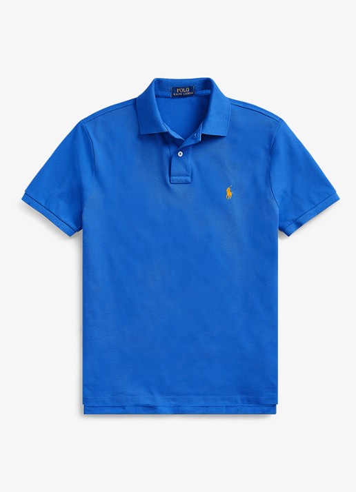 Ralph Lauren Custom slim fit polo van piqué katoen - voorkant 2 new iris blue / blauw