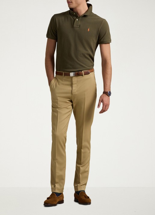 Ralph Lauren Custom slim fit polo van piqué katoen - voorkant 4 defender green/c2226