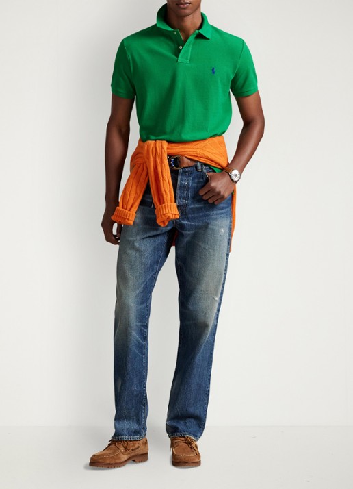 Ralph Lauren Custom slim fit polo van piqué katoen - voorkant 2 billiard/c7315