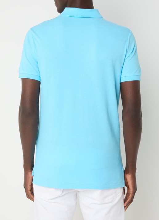 Ralph Lauren Custom slim fit polo van piqué katoen - achterkant 2 turquoise nova/c3664