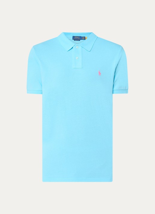 Ralph Lauren Custom slim fit polo van piqué katoen - voorkant 3 turquoise nova/c3664